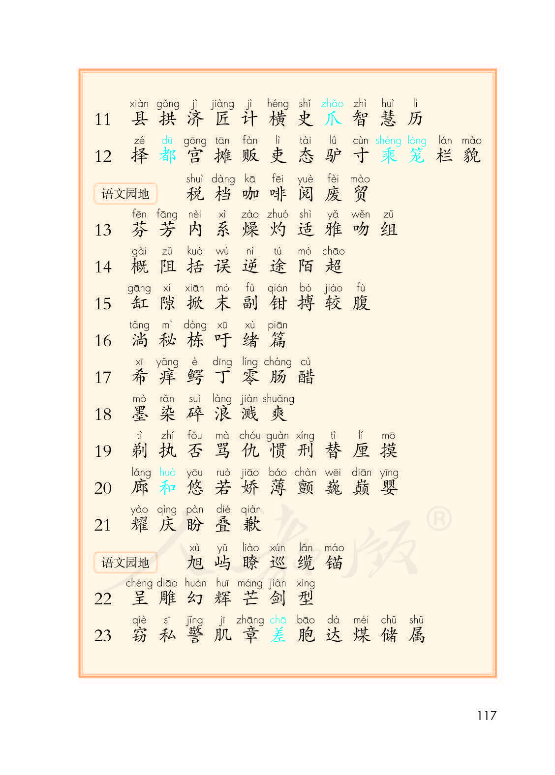 课章列表